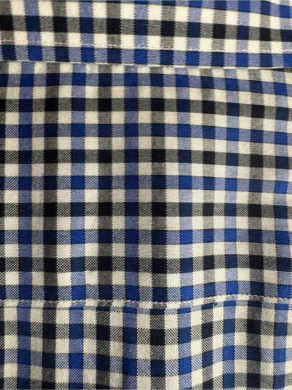 Banana Republic Blue and White Gingham Button-Down 100% Non Iron Cotton Shirt M